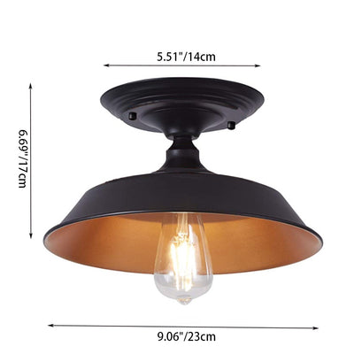 Contemporary Industrial Oil Rubbed Bronze Finish Iron 1-Light Semi-Flush Mount Ceiling Light For Dining Room