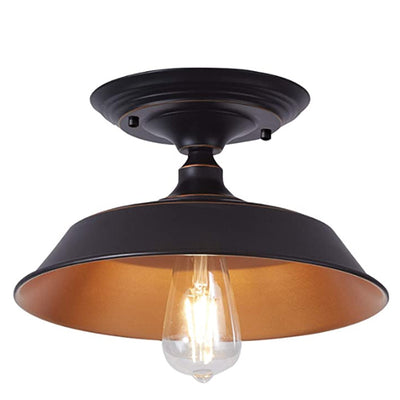 Contemporary Industrial Oil Rubbed Bronze Finish Iron 1-Light Semi-Flush Mount Ceiling Light For Dining Room