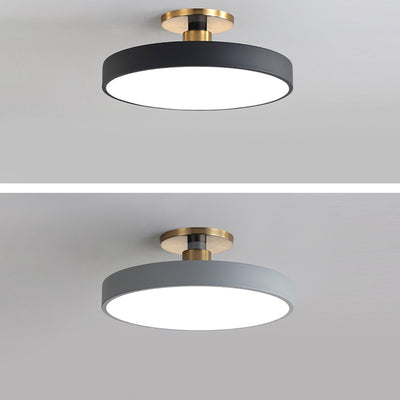 Modern Minimalist Round Shape Macaron Hardware Acrylic LED Semi-Flush Mount Ceiling Light For Bedroom