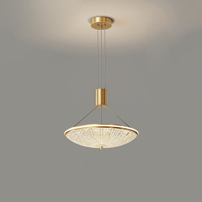 Modern Luxury Round Brass Acrylic LED Pendant Light For Bedroom