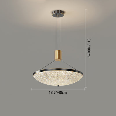 Modern Luxury Round Brass Acrylic LED Pendant Light For Bedroom