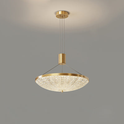 Modern Luxury Round Brass Acrylic LED Pendant Light For Bedroom