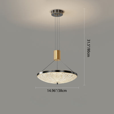 Modern Luxury Round Brass Acrylic LED Pendant Light For Bedroom