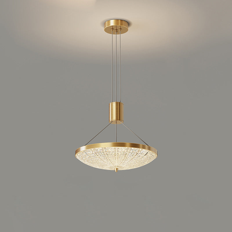 Modern Luxury Round Brass Acrylic LED Pendant Light For Bedroom