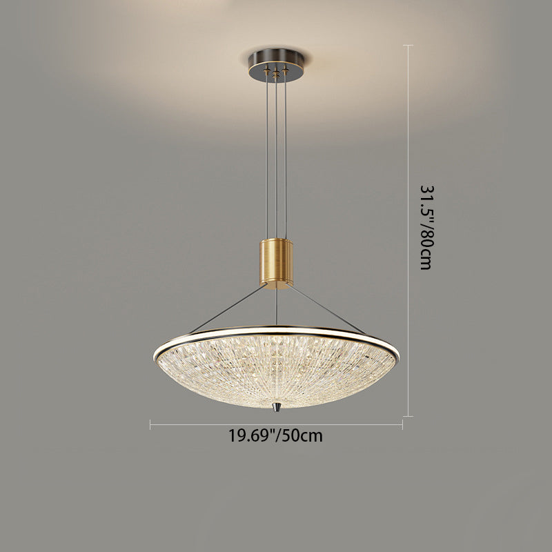 Modern Luxury Round Brass Acrylic LED Pendant Light For Bedroom