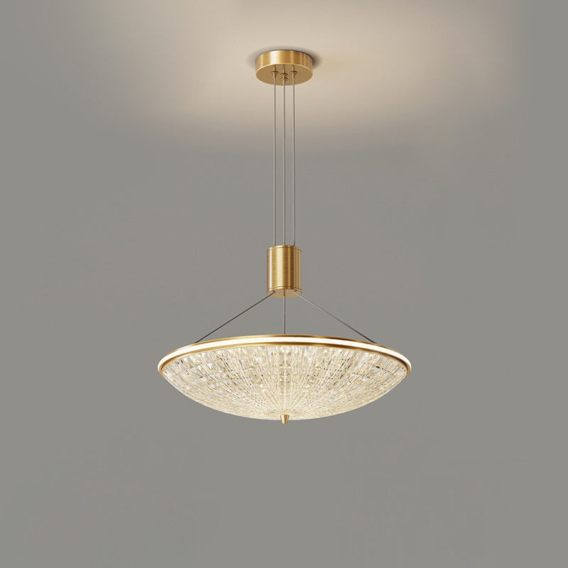 Modern Luxury Round Brass Acrylic LED Pendant Light For Bedroom