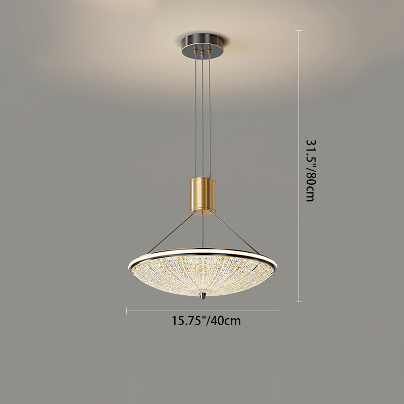 Modern Luxury Round Brass Acrylic LED Pendant Light For Bedroom