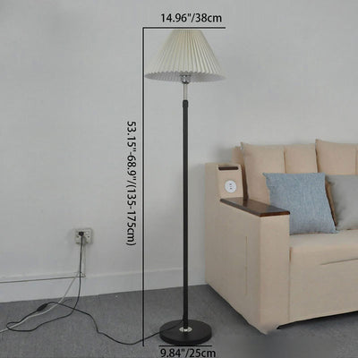 Contemporary Nordic Drum Iron Pleated Fabric 1-Light Standing Floor Lamp For Living Room