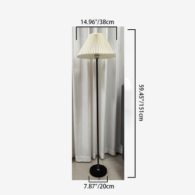 Contemporary Nordic Drum Iron Pleated Fabric 1-Light Standing Floor Lamp For Living Room