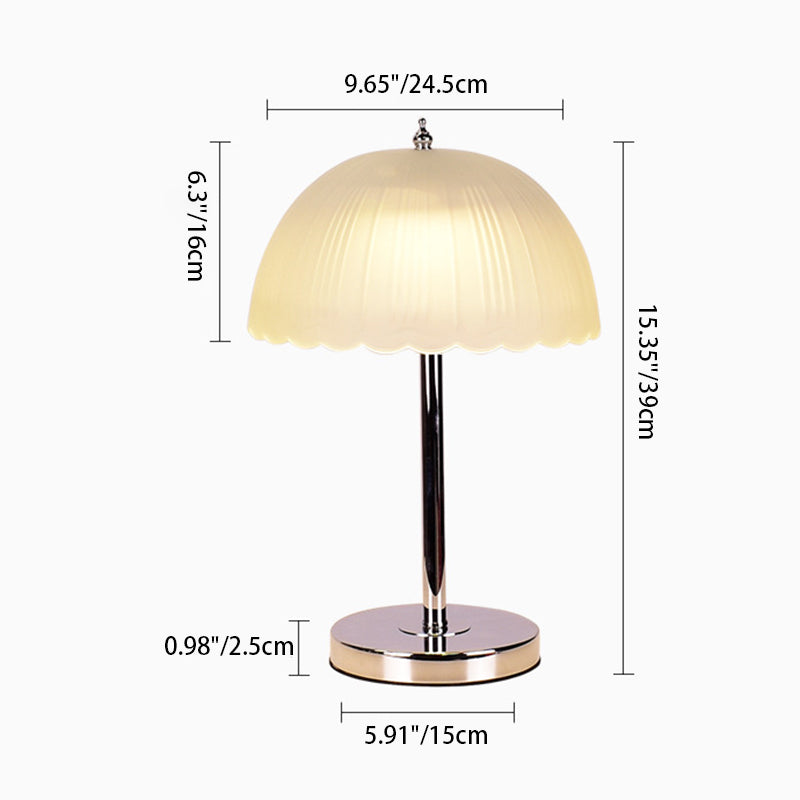 Contemporary Nordic Semicircle Petal Dome Glass Iron 1-Light Table Lamp For Living Room