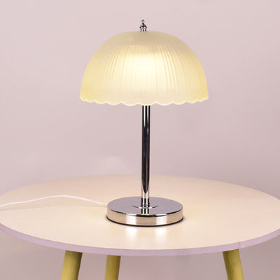 Contemporary Nordic Semicircle Petal Dome Glass Iron 1-Light Table Lamp For Living Room