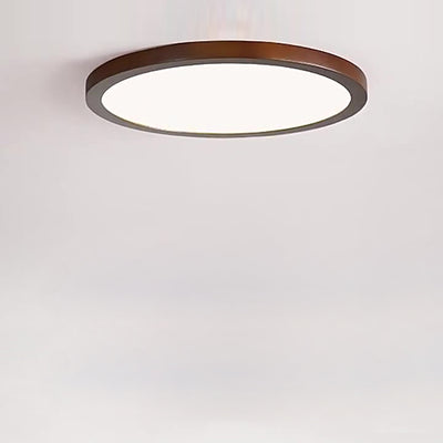 Modern Minimalist Round Wood Acrylic LED Flush Mount Ceiling Light For Bedroom