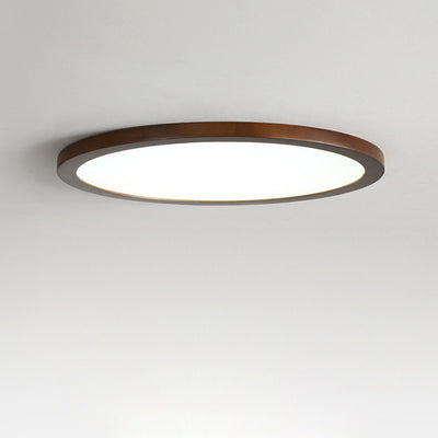 Modern Minimalist Round Wood Acrylic LED Flush Mount Ceiling Light For Bedroom