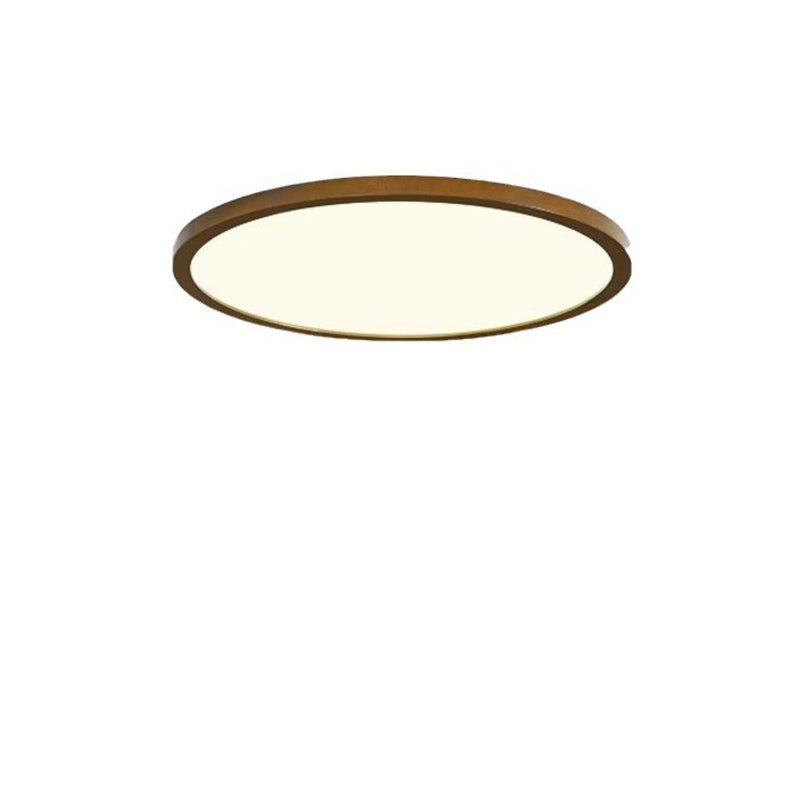 Modern Minimalist Round Wood Acrylic LED Flush Mount Ceiling Light For Bedroom