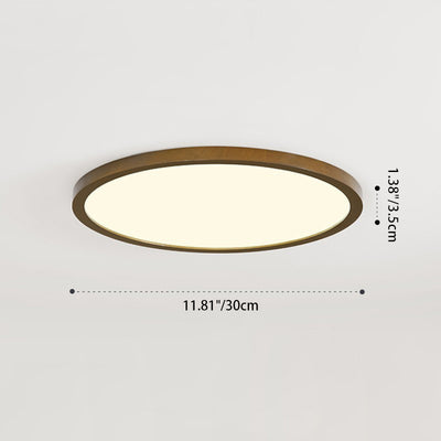 Modern Minimalist Round Wood Acrylic LED Flush Mount Ceiling Light For Bedroom