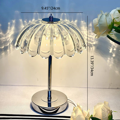 Modern Luxury Transparent Glass Pumpkin Lampshade USB LED Table Lamp For Bedroom