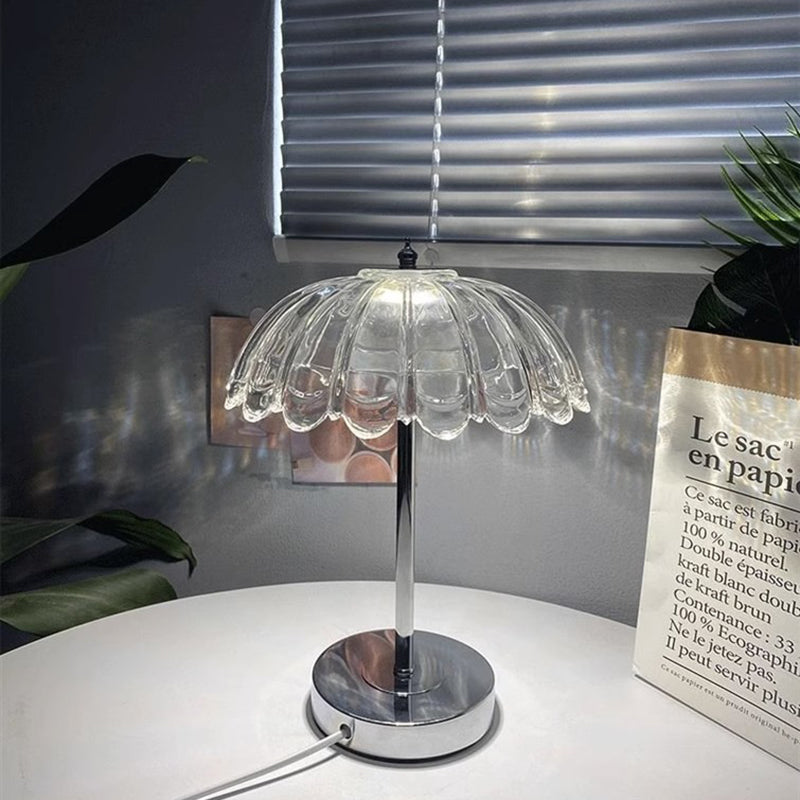 Modern Luxury Transparent Glass Pumpkin Lampshade USB LED Table Lamp For Bedroom