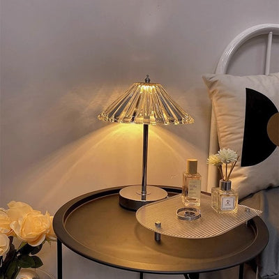 Modern Luxury Transparent Glass Pumpkin Lampshade USB LED Table Lamp For Bedroom