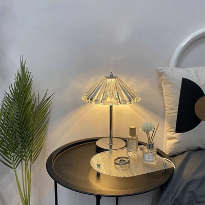 Modern Luxury Transparent Glass Pumpkin Lampshade USB LED Table Lamp For Bedroom