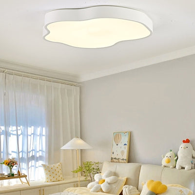 Modern Minimalist Cream Cloud Iron Acrylic LED Flush Mount Ceiling Light For Bedroom