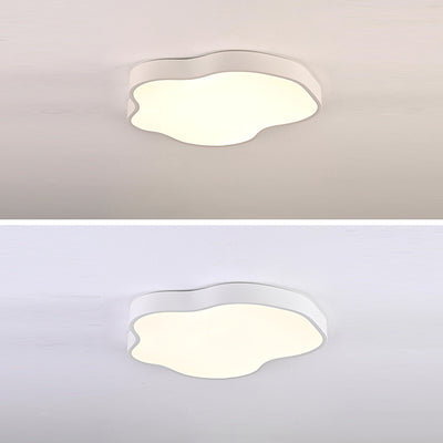 Modern Minimalist Cream Cloud Iron Acrylic LED Flush Mount Ceiling Light For Bedroom