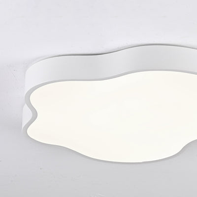 Modern Minimalist Cream Cloud Iron Acrylic LED Flush Mount Ceiling Light For Bedroom