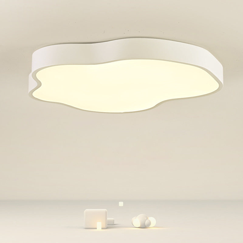 Modern Minimalist Cream Cloud Iron Acrylic LED Flush Mount Ceiling Light For Bedroom