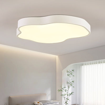 Modern Minimalist Cream Cloud Iron Acrylic LED Flush Mount Ceiling Light For Bedroom