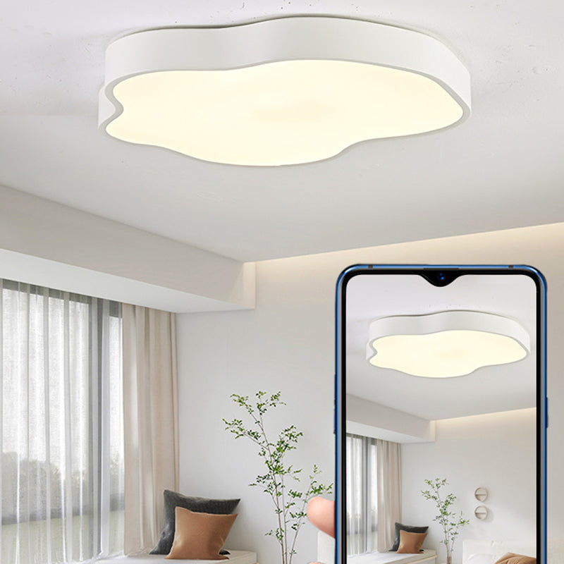 Modern Minimalist Cream Cloud Iron Acrylic LED Flush Mount Ceiling Light For Bedroom