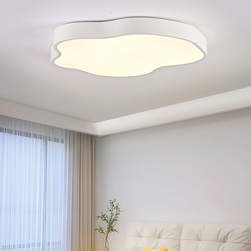 Modern Minimalist Cream Cloud Iron Acrylic LED Flush Mount Ceiling Light For Bedroom