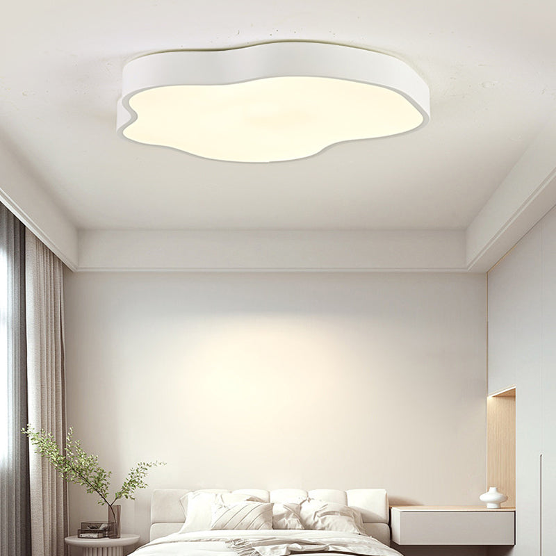 Modern Minimalist Cream Cloud Iron Acrylic LED Flush Mount Ceiling Light For Bedroom