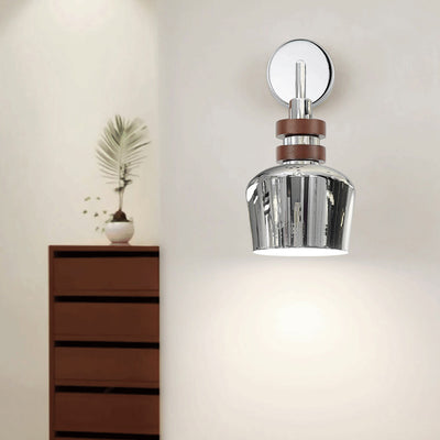 Contemporary Nordic Iron Horned Bowl Cylinder Disc 1-Light Wall Sconce Lamp For Bedroom