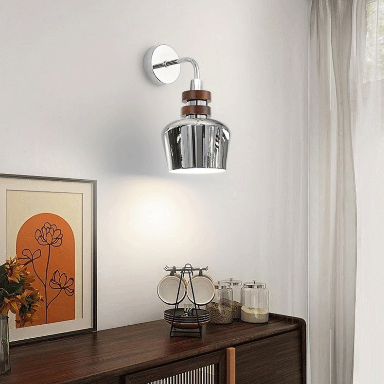 Contemporary Nordic Iron Horned Bowl Cylinder Disc 1-Light Wall Sconce Lamp For Bedroom