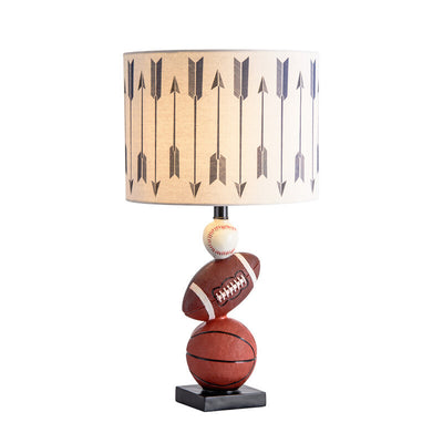 Contemporary Creative Kids Football Basketball Baseball Base Resin Fabric 1-Light Table Lamp For Bedroom