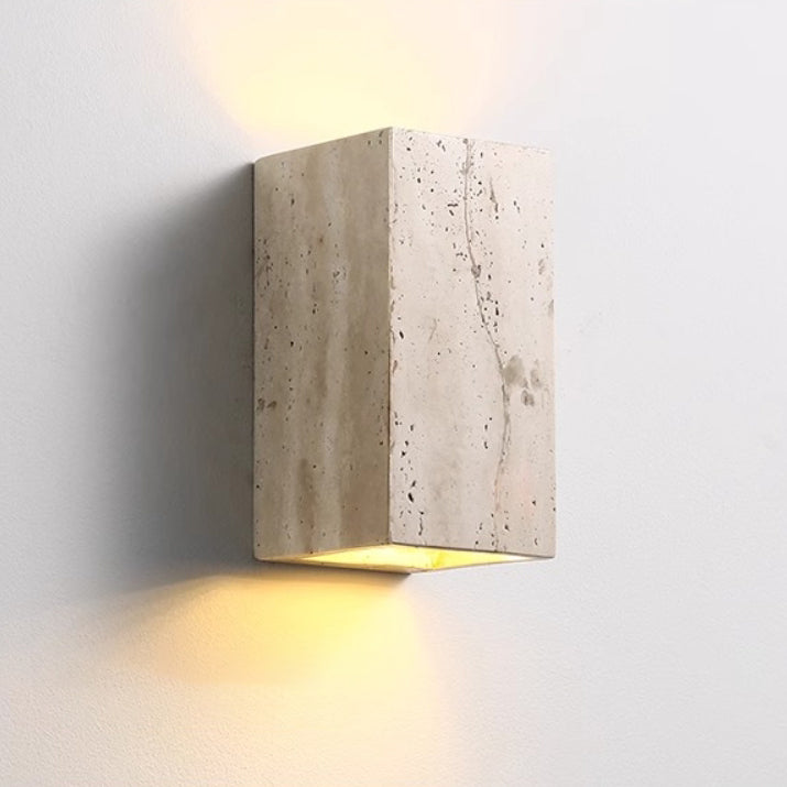 Traditional Japanese Adjustable Head Cylinder Cuboid Cube Half-Circular Wood Stone 1-Light Wall Sconce Lamp For Living Room