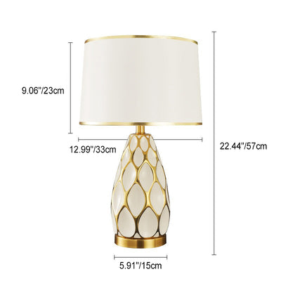 Modern Luxury Handmade Ceramic Column Fabric 1-Light Table Lamp For Living Room