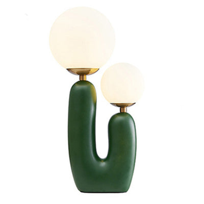 Contemporary Creative Resin 2-Headed Globe Glass 2-Light Table Lamp For Bedroom