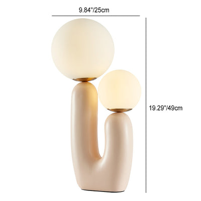 Contemporary Creative Resin 2-Headed Globe Glass 2-Light Table Lamp For Bedroom