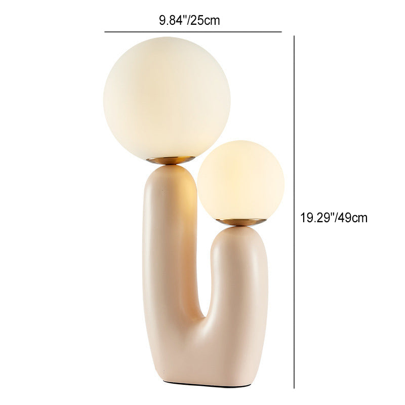 Contemporary Creative Resin 2-Headed Globe Glass 2-Light Table Lamp For Bedroom