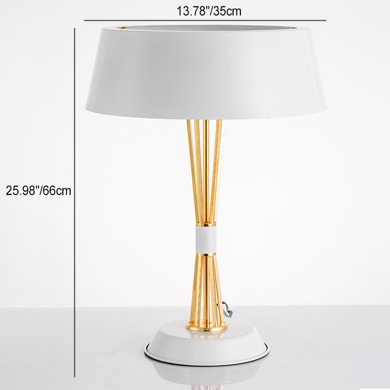 Modern Luxury Iron Metal Sticks Semi Round Lamp Shade 3-Light Table Lamp For Bedroom