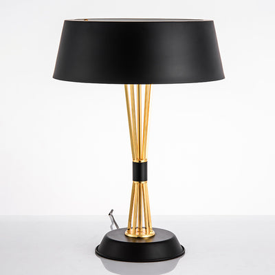 Modern Luxury Iron Metal Sticks Semi Round Lamp Shade 3-Light Table Lamp For Bedroom