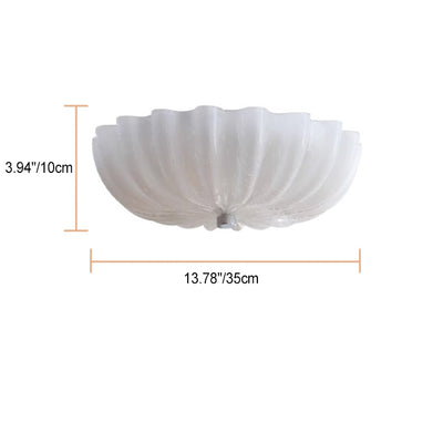 Traditional French Spiral Lines Flower Cracked Glass Iron 3-Light Flush Mount Ceiling Light For Bedroom