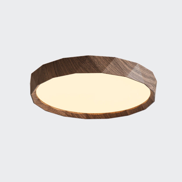 Traditional Japanese Water Transfer Wood Grain Iron Acrylic LED Flush Mount Ceiling Light For Living Room