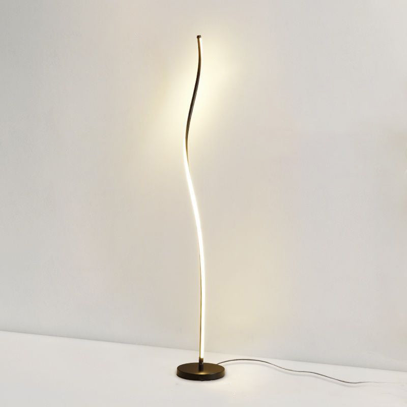 Contemporary Nordic Long Strip Iron Aluminum Acrylic LED Standing Floor Lamp For Bedroom