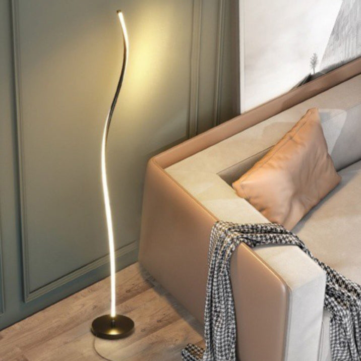 Contemporary Nordic Long Strip Iron Aluminum Acrylic LED Standing Floor Lamp For Bedroom