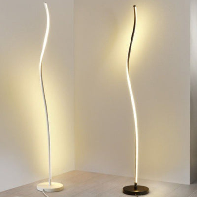 Contemporary Nordic Long Strip Iron Aluminum Acrylic LED Standing Floor Lamp For Bedroom