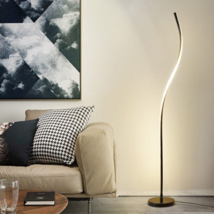 Contemporary Nordic Long Strip Iron Aluminum Acrylic LED Standing Floor Lamp For Bedroom