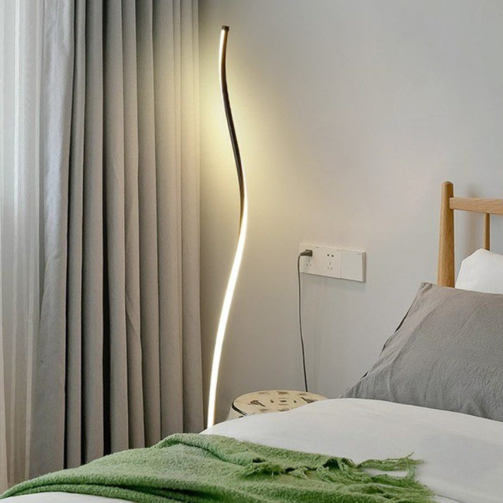 Contemporary Nordic Long Strip Iron Aluminum Acrylic LED Standing Floor Lamp For Bedroom