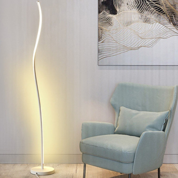 Contemporary Nordic Long Strip Iron Aluminum Acrylic LED Standing Floor Lamp For Bedroom