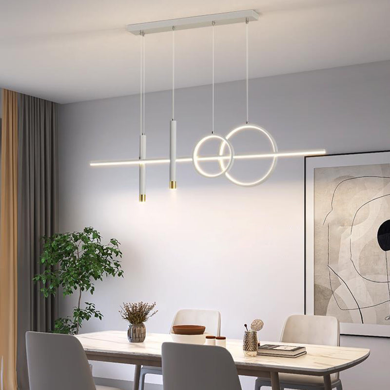 Moderne minimalistische Streifen Holz Acryl LED Insel Licht Kronleuchter für Wohnzimmer 